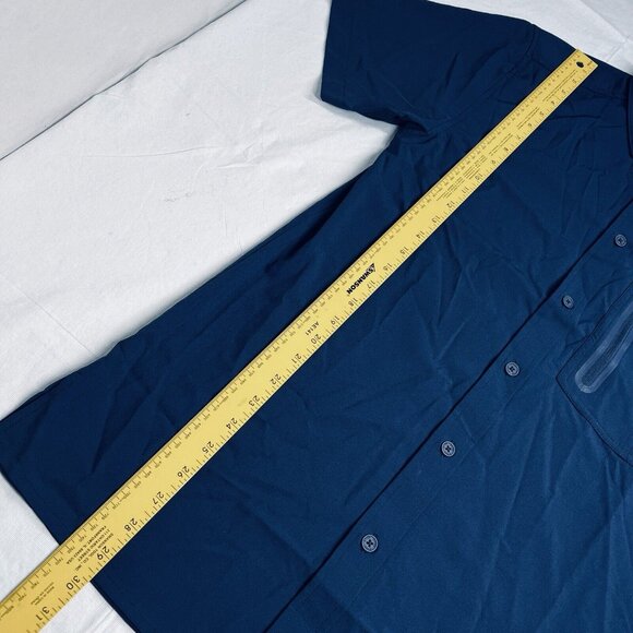 Gillz Men's Fishing Shirt Deep Sea Woven Navy Blue SMALL Stretch SPF - Picture 3 of 7